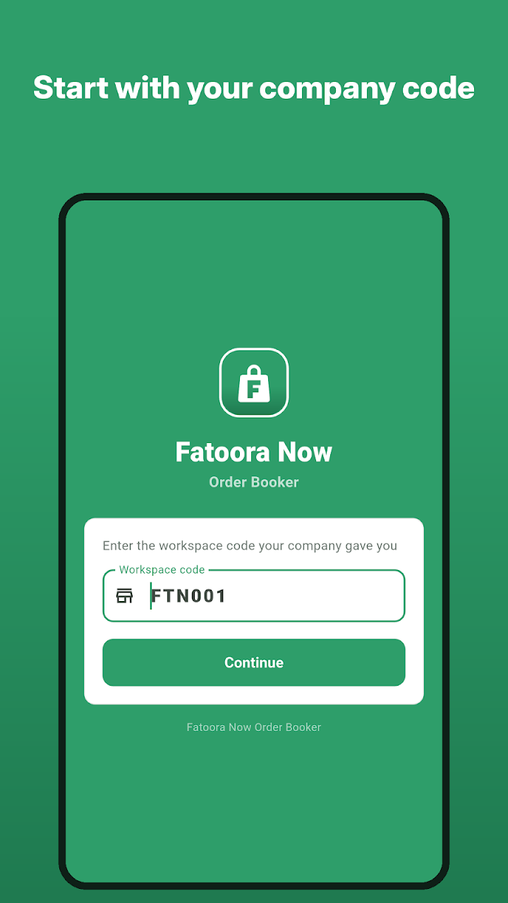 Order booker app: start with your company code
